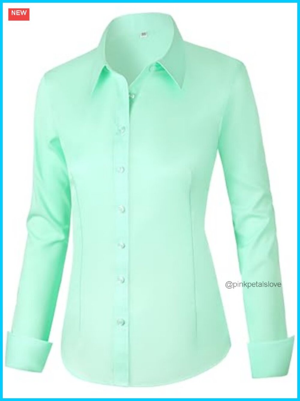 Cotton Button Down Shirt Women Fitted Formal Dress Work Blouse Tops